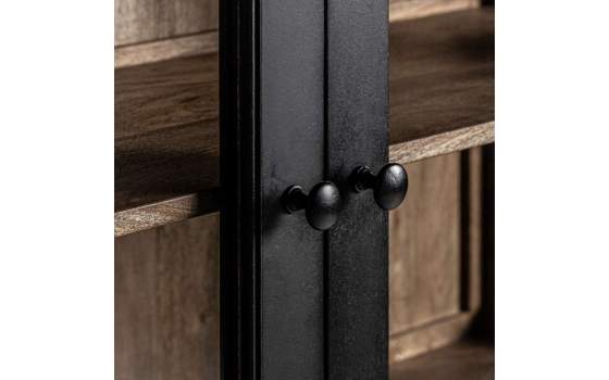 Alacena 2 Puertas Acristaladas 5 Estantes Negra Madera Avyhne