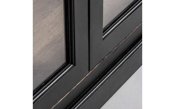 Alacena 2 Puertas Acristaladas 5 Estantes Negra Madera Avyhne