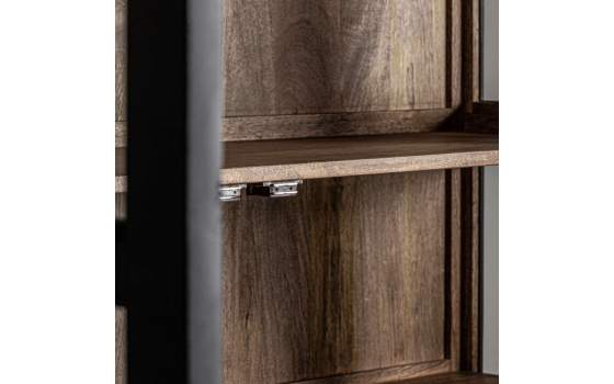 Alacena 2 Puertas Acristaladas 5 Estantes Negra Madera Avyhne