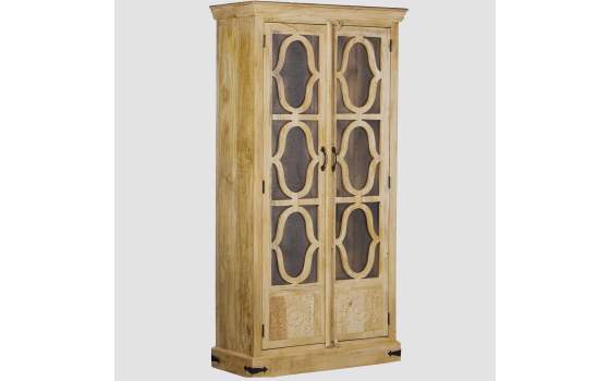 Alacena 2 Puertas Acristaladas y Talladas Estilo Etnico Ateast