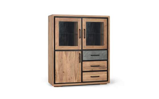 Alacena Actual 3 Puertas 3 Cajones Madera Acacia Arcagni