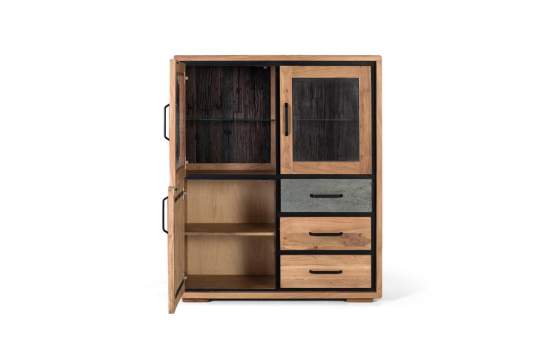 Alacena Actual 3 Puertas 3 Cajones Madera Acacia Arcagni