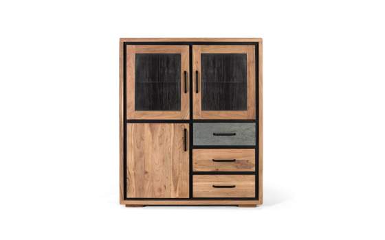 Alacena Actual 3 Puertas 3 Cajones Madera Acacia Arcagni