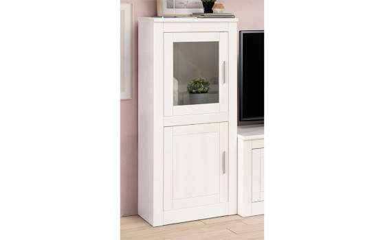 Alacena Estrecha Baja Pino Macizo Blanco 2 Puertas Aranys