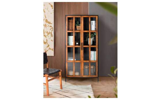 Alacena Industrial Madera Metal 2 Puertas Cristal Adeinas