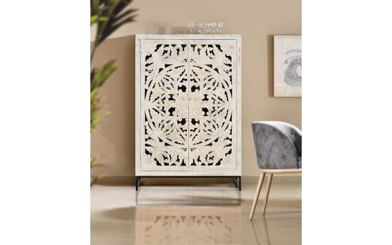 Alacena Madera de Mango y Hierro 2 Puertas Oriental Serie Anyada Alacena Madera de Mango y Hierro 2 Puertas Oriental Serie Anyada