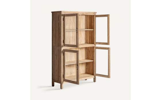 Alacena Madera Maciza Rustica 4 Puertas Acristaladas Idrija