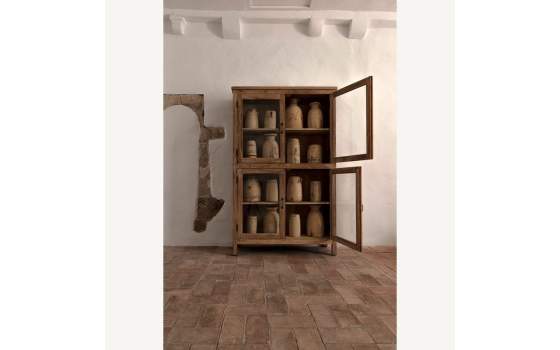 Alacena Madera Maciza Rustica 4 Puertas Acristaladas Idrija