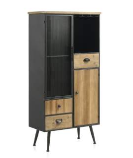 Alacena Moderna Madera Natural y Acero Negro Serie Aitanti