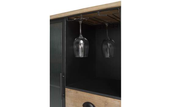 Alacena Moderna Madera Natural y Acero Negro Serie Aitanti