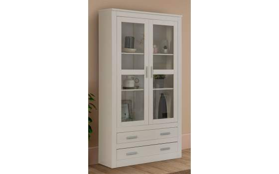 Alacena Pino Macizo Blanco 2 Puerta 2 Cajones Serie Aranys