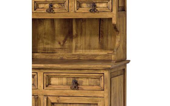 Alacena Rustica Mejicana 4 Puertas 5 Cajones Madera Maciza