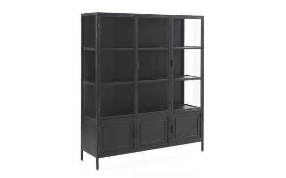 Alacena Vitrina Industrial 6 Puertas Metal Negro Darostes