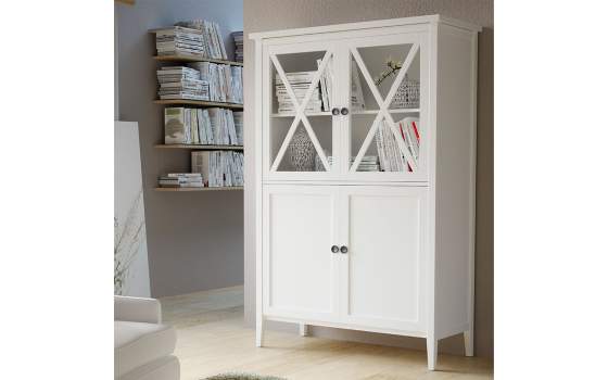 Alacena Vitrina Provenzal 4 Puertas Baja Serie Adismu