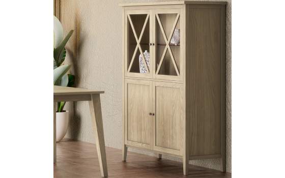 Alacena Vitrina Provenzal 4 Puertas Baja Serie Adismu