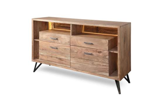 Aparador 2 Cajones 2 Puertas Madera Acacia Serie Althan