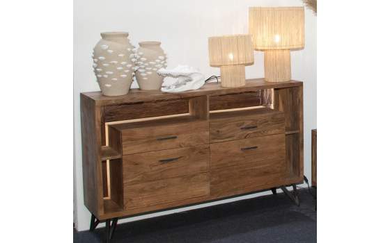 Aparador 2 Cajones 2 Puertas Madera Acacia Serie Althan