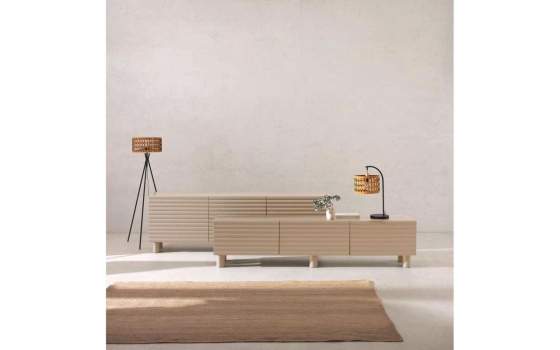 Aparador 2 Puertas 2 Cajones Acanalados beige Serie Athin