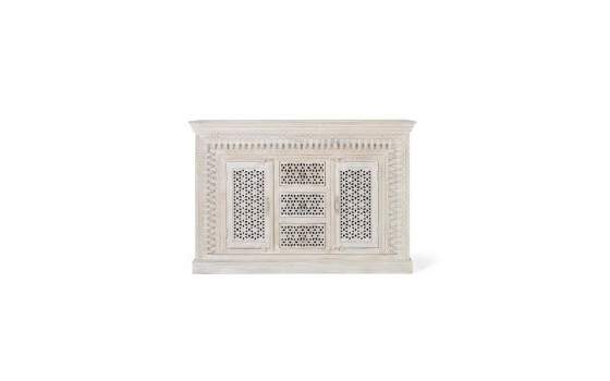 Aparador 2 Puertas 3 Cajones Madera Tallada Blanco Decape Aditas