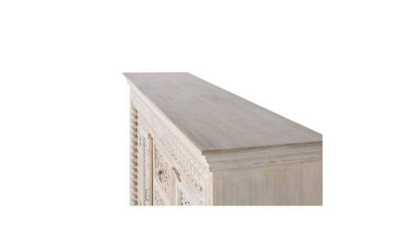 Aparador 2 Puertas 3 Cajones Madera Tallada Blanco Decape Aditas