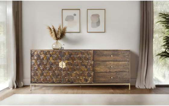 Aparador 2 Puertas 3 Cajones Rustico Actual Serie Ariast