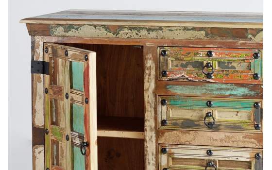 Aparador 2 Puertas 4 Cajones Madera Reciclada Decolorado Atacher