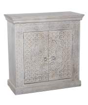 Aparador 2 Puertas Blanco Tallado Estilo Oriental Alencas