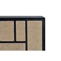 Aparador 2 Puertas Correderas Negro Rejilla Rattan Serie Atenea