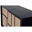 Aparador 2 Puertas Correderas Negro Rejilla Rattan Serie Atenea