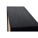 Aparador 2 Puertas Correderas Negro Rejilla Rattan Serie Atenea