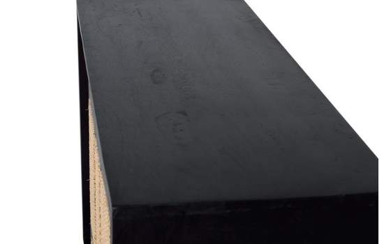 Aparador 2 Puertas Correderas Negro Rejilla Rattan Serie Atenea