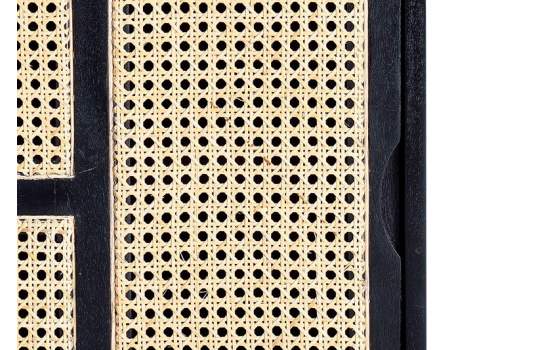 Aparador 2 Puertas Correderas Negro Rejilla Rattan Serie Atenea