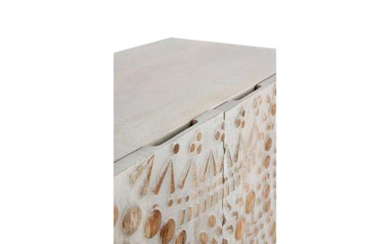 Aparador 2 Puertas Madera Tallada Blanco Decape Serie Agrasot