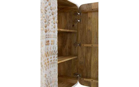 Aparador 2 Puertas Madera Tallada Blanco Decape Serie Agrasot