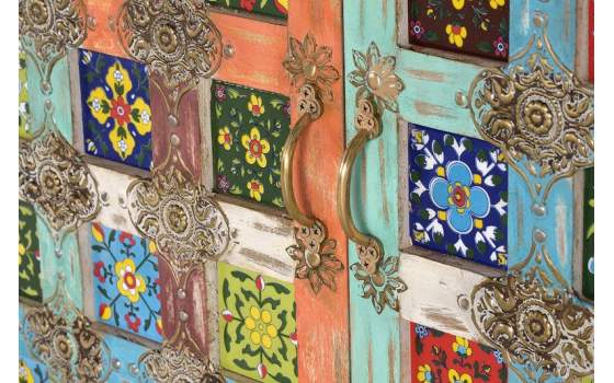 Aparador 2 Puertas Madera y Ceramica de Colores Serie Ambelot