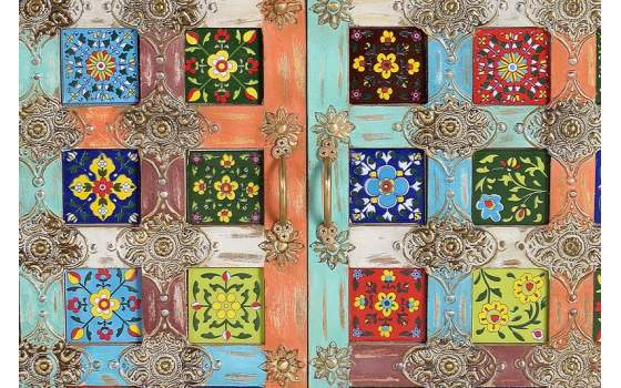 Aparador 2 Puertas Madera y Ceramica de Colores Serie Ambelot