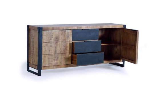 Aparador 3 Cajones 2 Puertas Estilo Industrial Serie Atenays