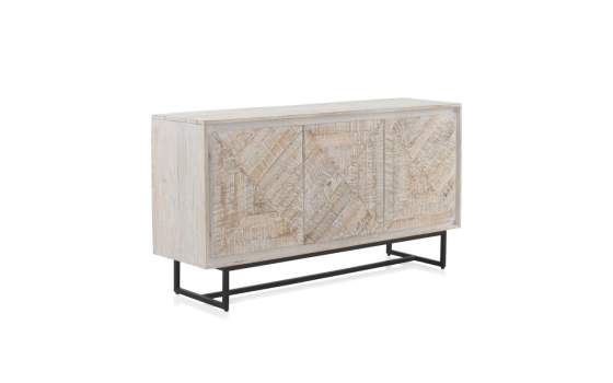 Aparador 3 Puertas Madera Mango Blanco Patinado Atilant