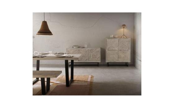 Aparador 3 Puertas Madera Mango Blanco Patinado Atilant