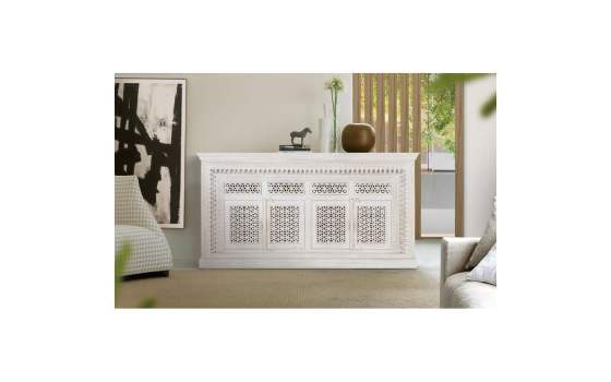 Aparador 4 Puertas 4 Cajones Madera Tallada Blanco Decape Aditas