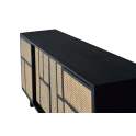 Aparador 4 Puertas Correderas Negro Rejilla Rattan Atenea