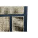 Aparador 4 Puertas Correderas Negro Rejilla Rattan Atenea