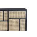Aparador 4 Puertas Correderas Negro Rejilla Rattan Atenea