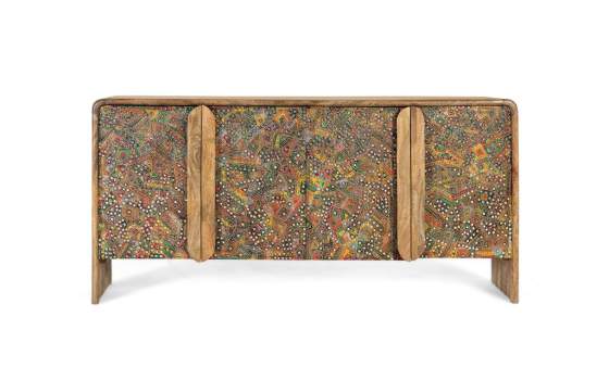 Aparador 4 puertas decoradas en colores estilo oriental Albizo