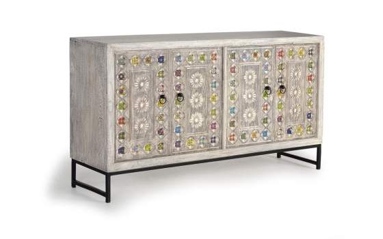Aparador 4 Puertas Estilo Oriental Industrial Serie Aechaga