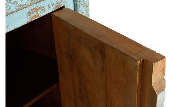 Aparador 4 Puertas Madera Mango Talladas azul Desgastado Azougue