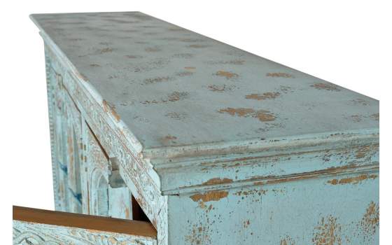 Aparador 4 Puertas Madera Mango Talladas azul Desgastado Azougue