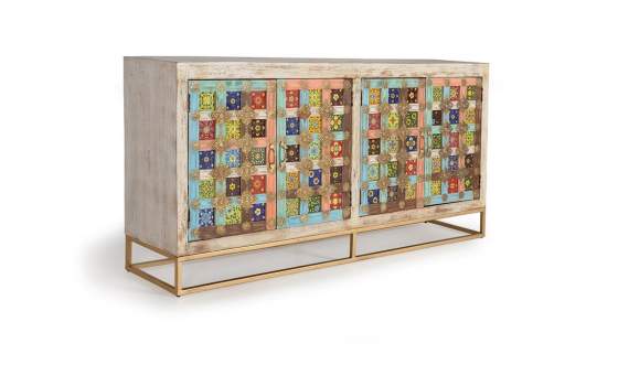 Aparador 4 Puertas Madera y Ceramica de Colores Serie Ambelot Aparador 4 Puertas Madera y Ceramica de Colores Serie Ambelot