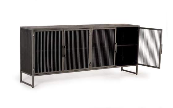 Aparador 4 Puertas Mediano Madera Metal Estilo Industrial Addari