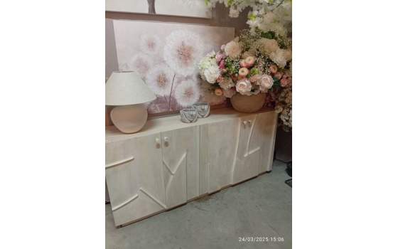 Aparador 4 Puertas Moderno Madera Mango Blanca Serie Musin